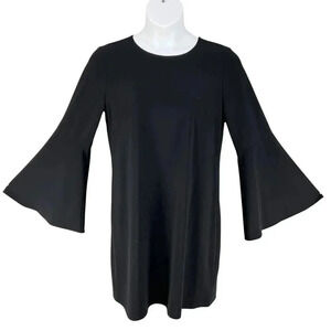 Halogen Womens M Bell Sleeve Black Dress Bow Back Minimalist Fairy & Whimsigoth